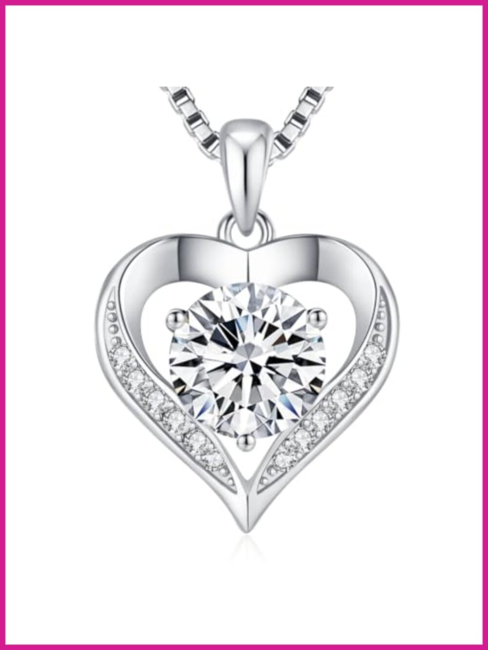 Moissanite Heart Necklace 925 Sterling Silver Pendant Necklace